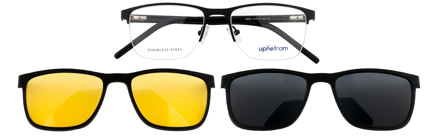 UP6866-C1-Metal Alloy Clipon-Midnight Black