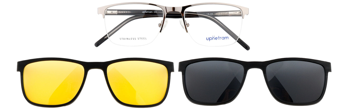 UP6866-C5-Metal Alloy Clipon-Silver Metal