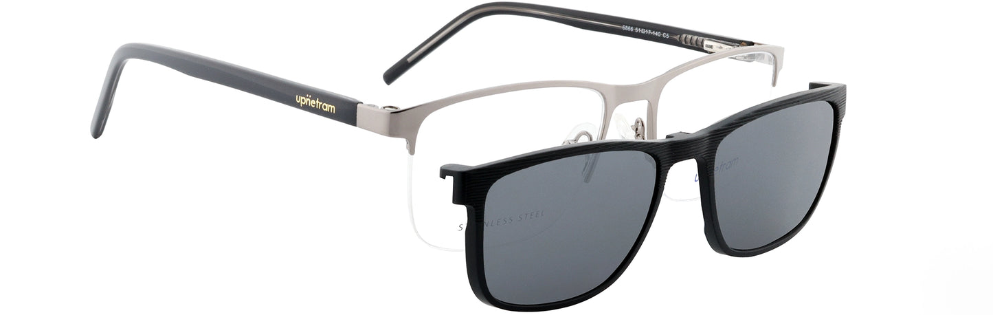 UP6866-C5-Metal Alloy Clipon-Silver Metal