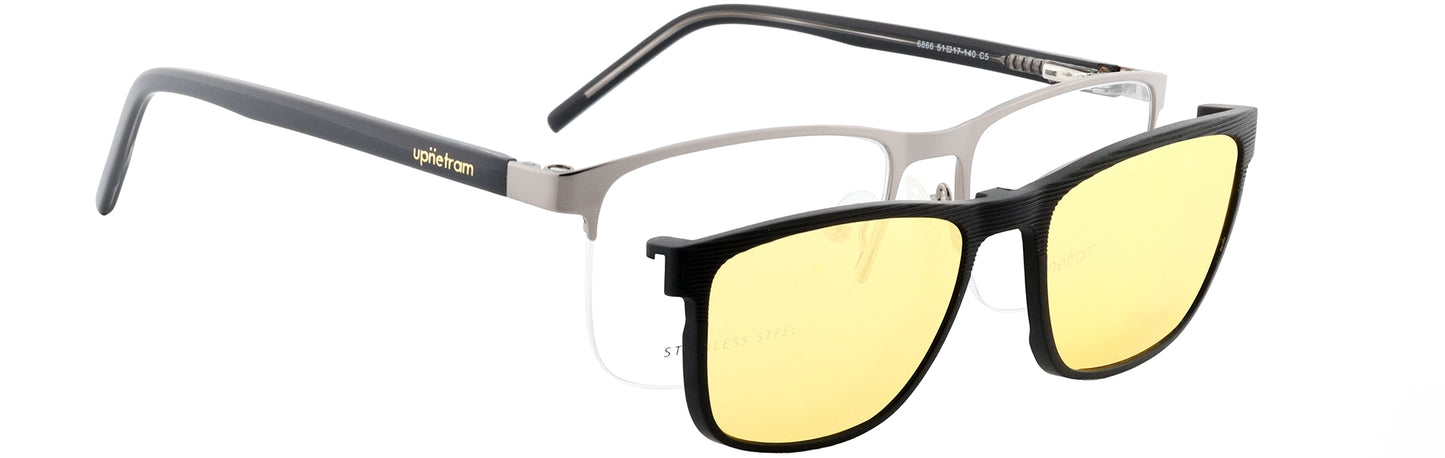 UP6866-C5-Metal Alloy Clipon-Silver Metal