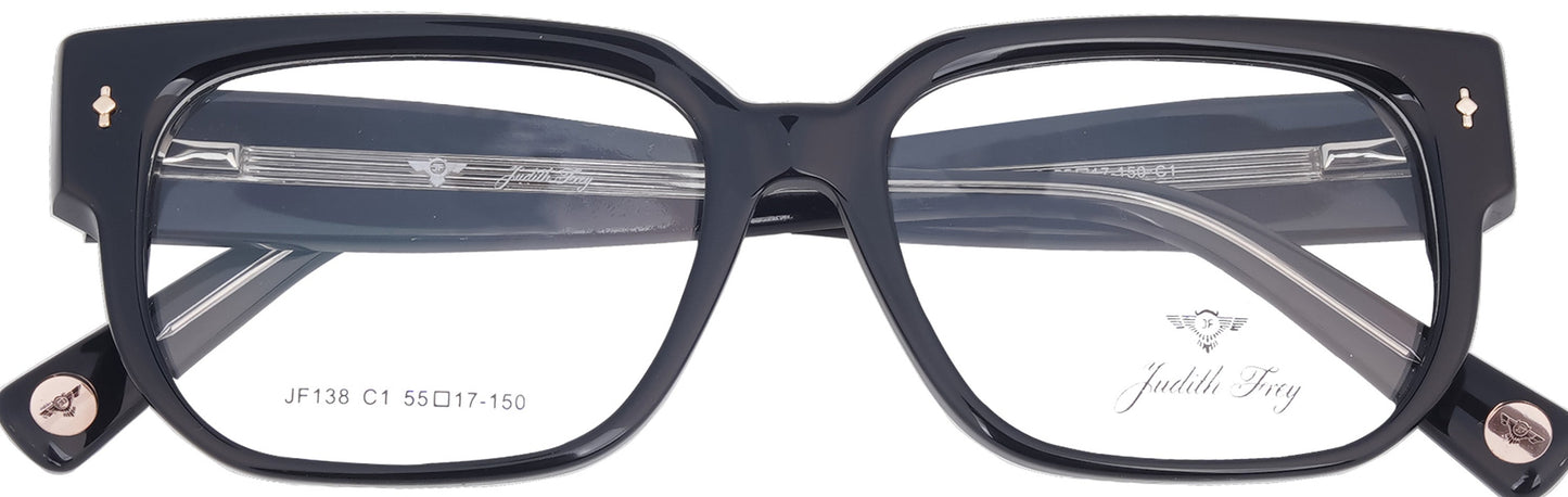 JF138 - C1 - Handmade Bio Acetate - Midnight Black - glassesbyahana.com