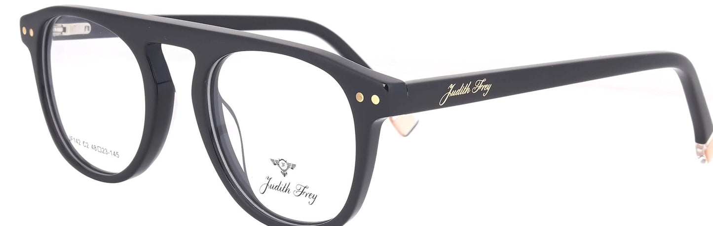 JF142 - C2 - Handmade Bio Acetate - Midnight Black - glassesbyahana.com