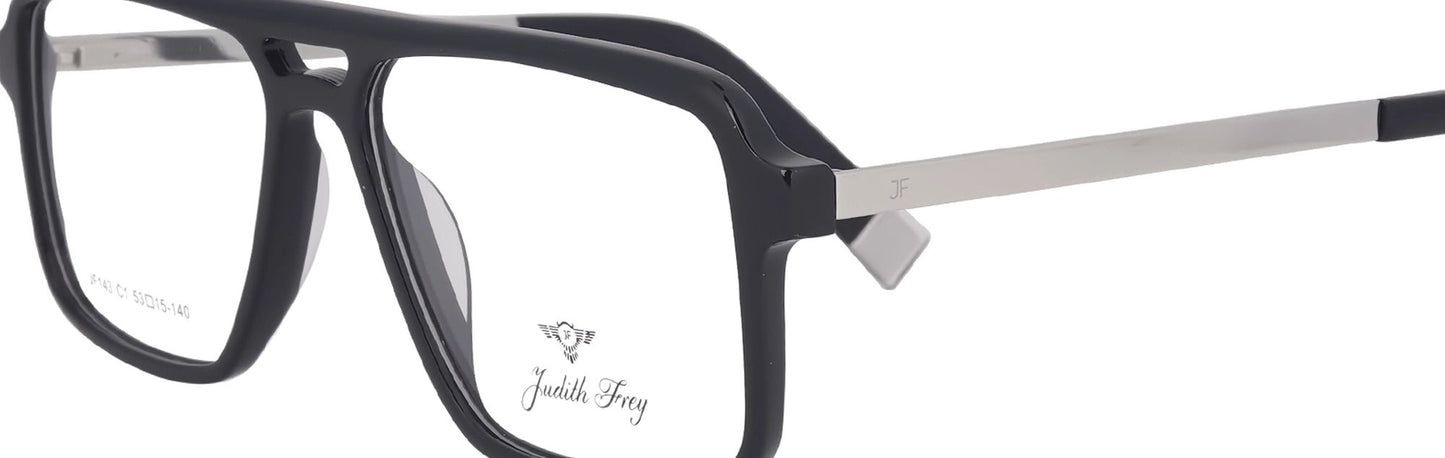 JF143 - C1 - Handmade Bio Acetate - Midnight Black - glassesbyahana.com