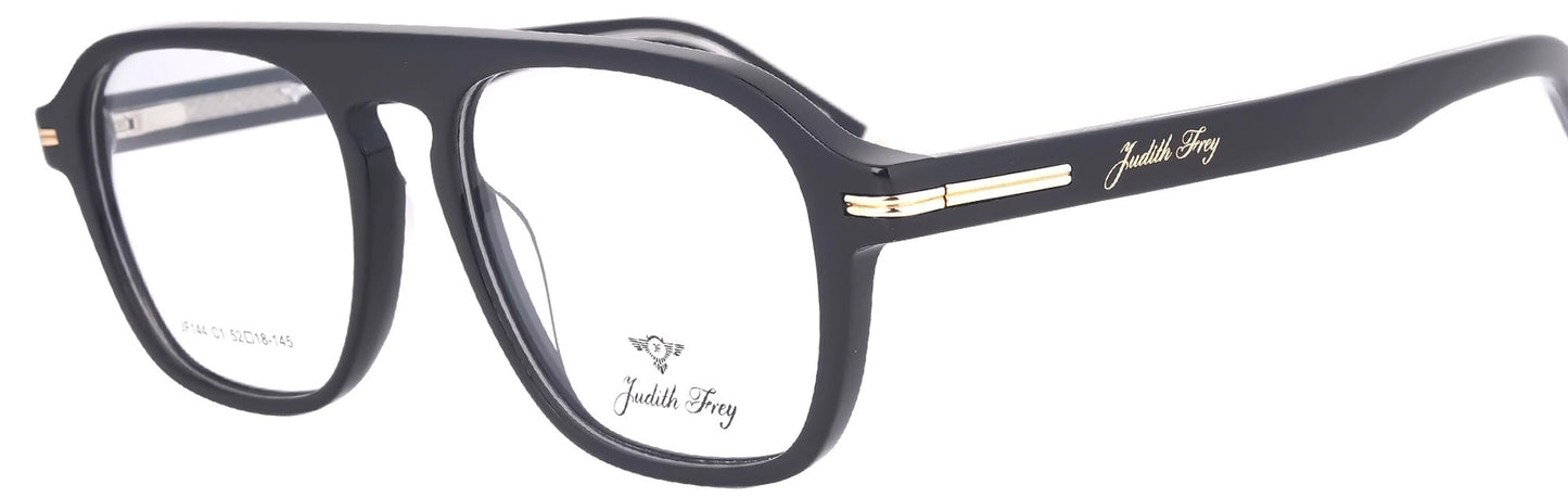 JF144 - C1 - Handmade Bio Acetate - Midnight Black - glassesbyahana.com