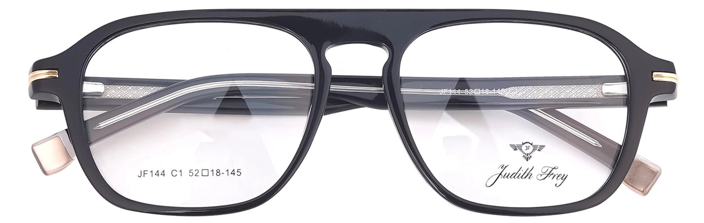 JF144 - C1 - Handmade Bio Acetate - Midnight Black - glassesbyahana.com