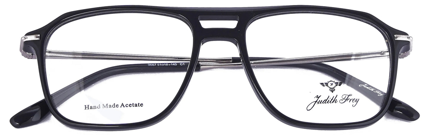 JF9667 - C1 - Handmade Bio Acetate - Midnight Black - glassesbyahana.com