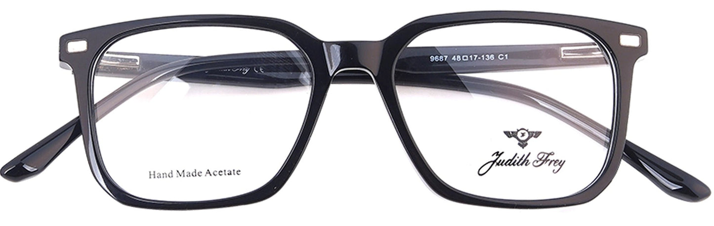 JF9687 - C1 - Handmade Bio Acetate - Clipon - Midnight Black - glassesbyahana.com