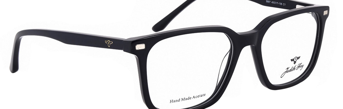 JF9687 - C1 - Handmade Bio Acetate - Clipon - Midnight Black - glassesbyahana.com