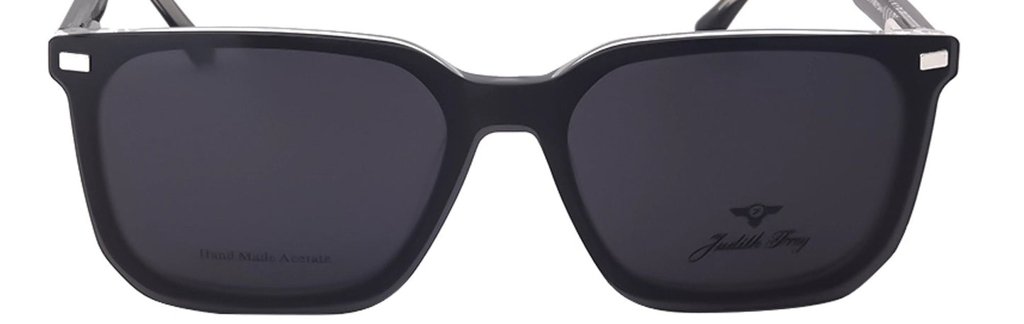 JF9688 - C4 - Handmade Bio Acetate - Clipon - Midnight Black - glassesbyahana.com