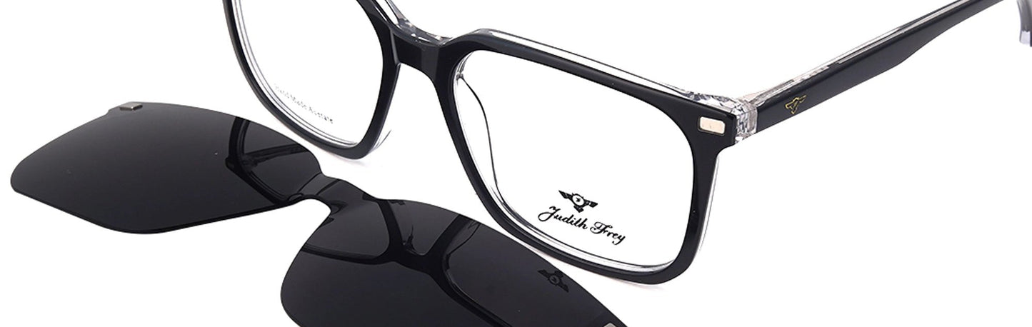 JF9688 - C4 - Handmade Bio Acetate - Clipon - Midnight Black - glassesbyahana.com