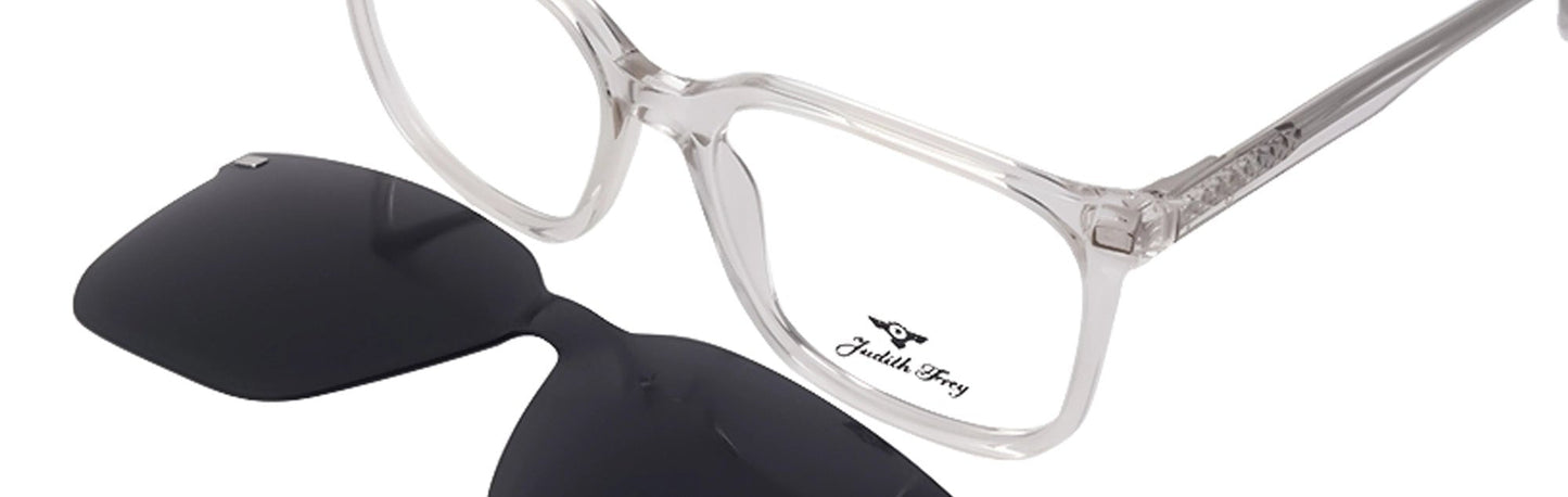 JF9688 - C5 - Handmade Bio Acetate - Clipon - Crystal Clear - glassesbyahana.com