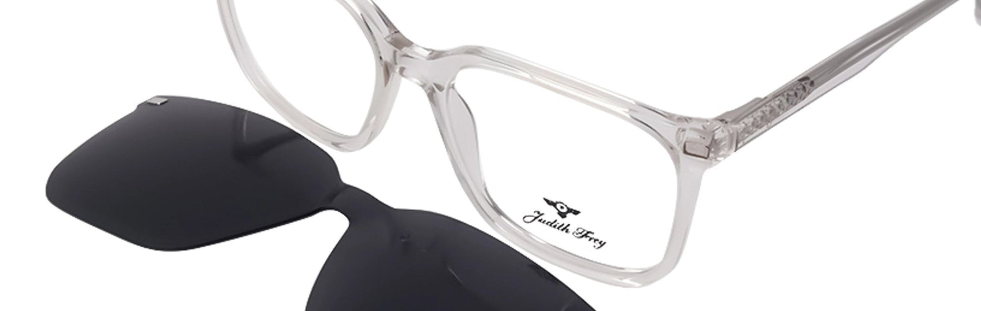 JF9688 - C5 - Handmade Bio Acetate - Clipon - Crystal Clear - glassesbyahana.com