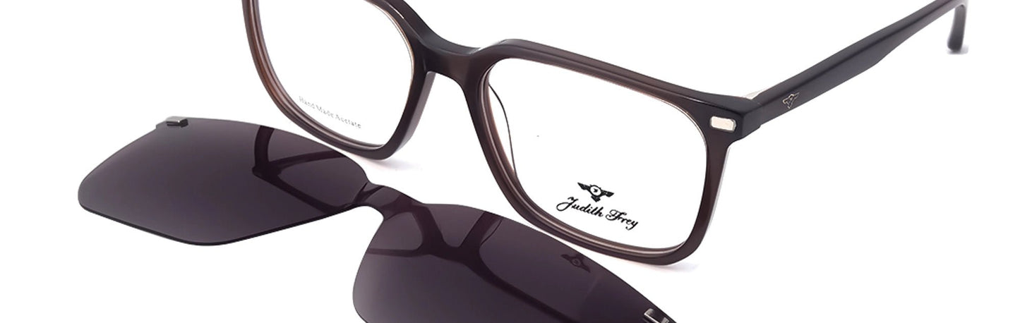 JF9688 - C6 - Handmade Bio Acetate - Clipon - Havana Brown - glassesbyahana.com