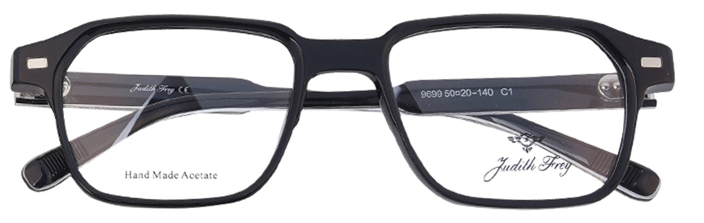 JF9699 - C1 - Handmade Bio Acetate - Clipon - Midnight Black - glassesbyahana.com