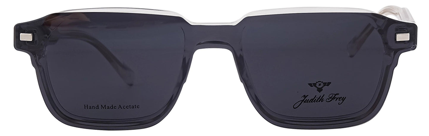 JF9699 - C5 - Handmade Bio Acetate - Clipon - Frosted Clear - glassesbyahana.com