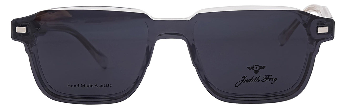 JF9699 - C5 - Handmade Bio Acetate - Clipon - Frosted Clear - glassesbyahana.com