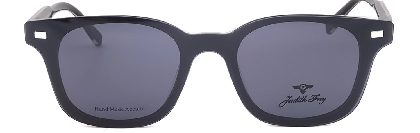 JF9704 - C1 - Handmade Bio Acetate - Clipon - Midnight Black - glassesbyahana.com