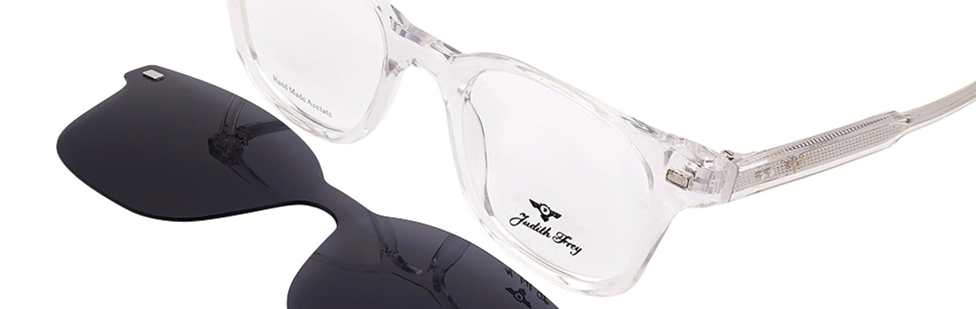 JF9704 - C5 - Handmade Bio Acetate - Clipon - Crystal Clear - glassesbyahana.com