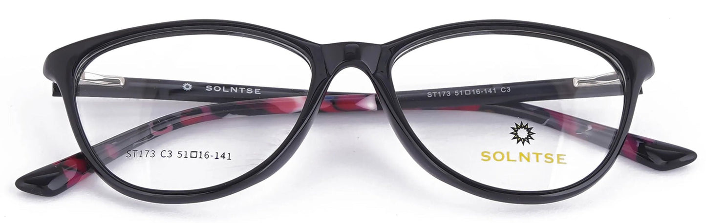 ST173 - C3 - Handmade Bio Acetate - Midnight Black - glassesbyahana.com