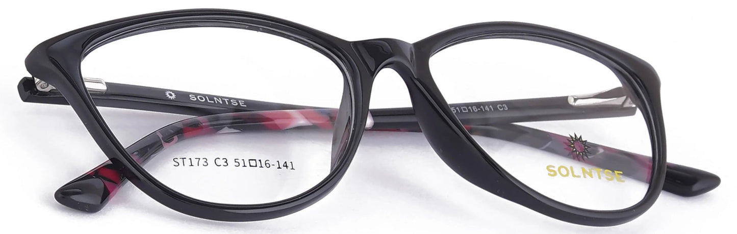 ST173 - C3 - Handmade Bio Acetate - Midnight Black - glassesbyahana.com