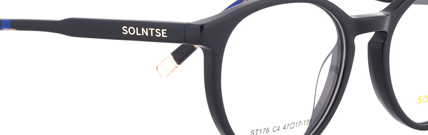 ST176 - C4 - Handmade Bio Acetate - Midnight Black - glassesbyahana.com
