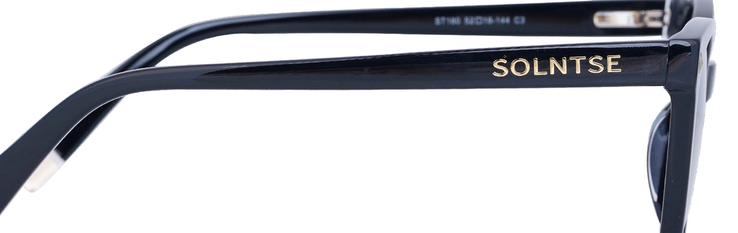 ST180 - C3 - Handmade Bio Acetate - Ebony Black - glassesbyahana.com