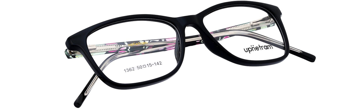 UP1362-C6-Handmade Mix Material-Black Floral - glassesbyahana.com