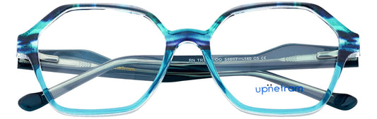 UP7049-C5-Handmade Mix Material-Transparent Teal - glassesbyahana.com