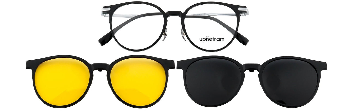UP9026-C2-Handmade Mix Material-Midnight Silver - glassesbyahana.com