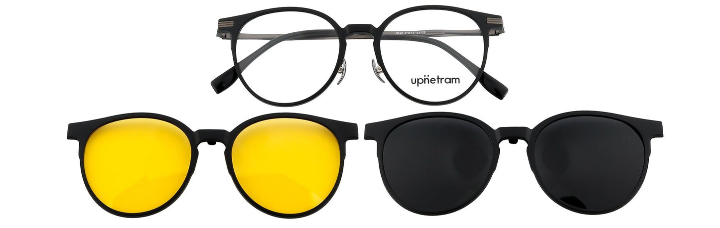 UP9026-C3-Handmade Mix Material-Midnight Gunmetal - glassesbyahana.com
