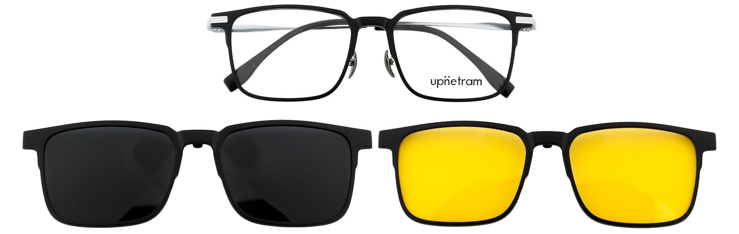 UP9029-C2-Handmade Mix Material-Midnight Silver - glassesbyahana.com